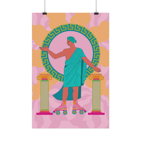 Greek Statue on Roller Skates Art Print